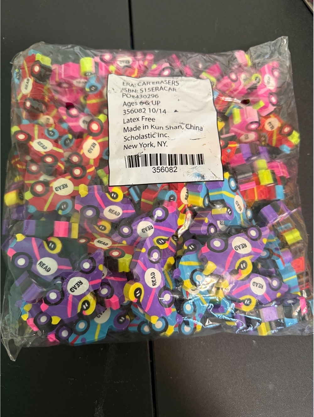 Vintage Scholastic Era Car Erasers Bulk Pack - Assorted Colors
